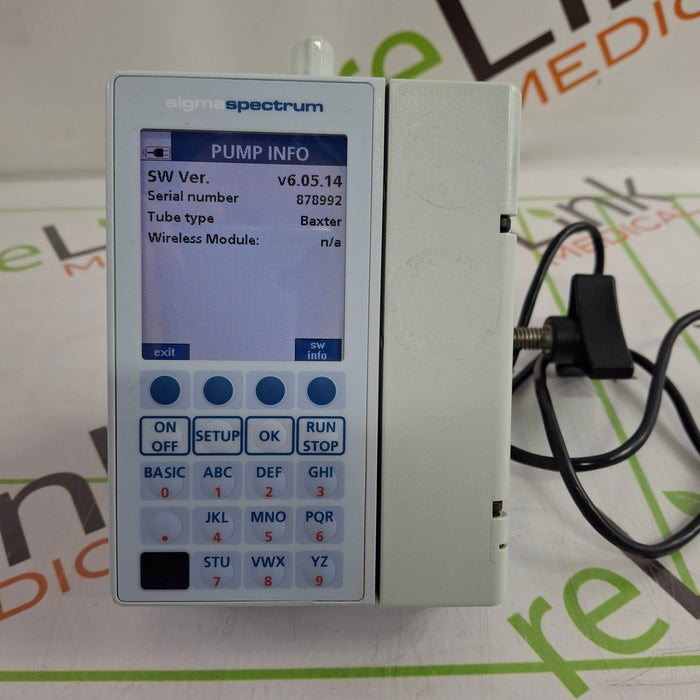 Baxter Sigma Spectrum 6.05.14 with B/G Battery Infusion Pump