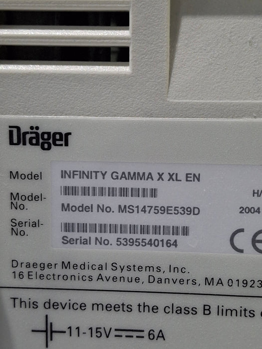 Draeger Medical Infinity Gamma X XL Patient Monitor
