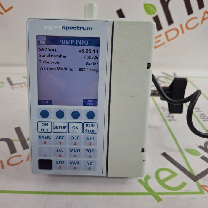 Baxter Sigma Spectrum 6.05.13 with B/G Battery Infusion Pump