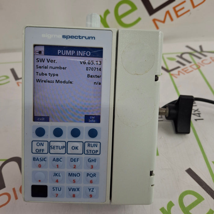 Baxter Sigma Spectrum 6.05.13 with B/G Battery Infusion Pump