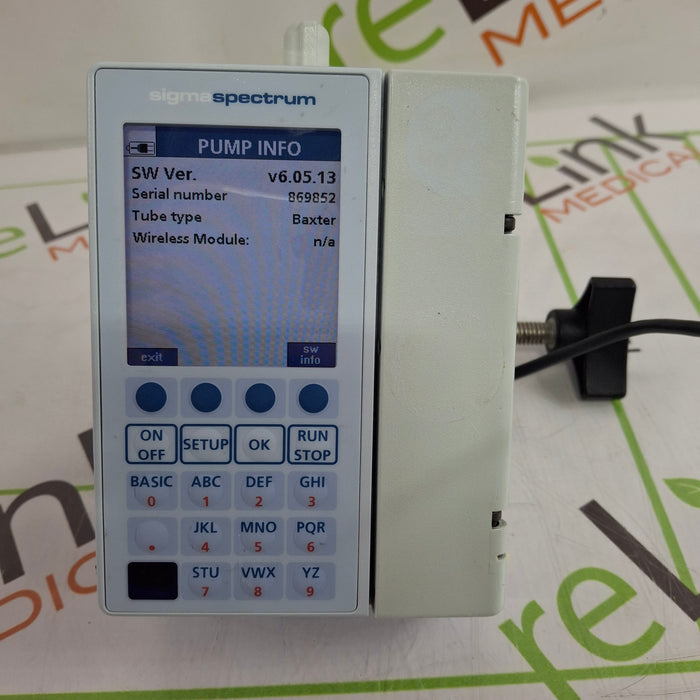 Baxter Sigma Spectrum 6.05.13 with B/G Battery Infusion Pump