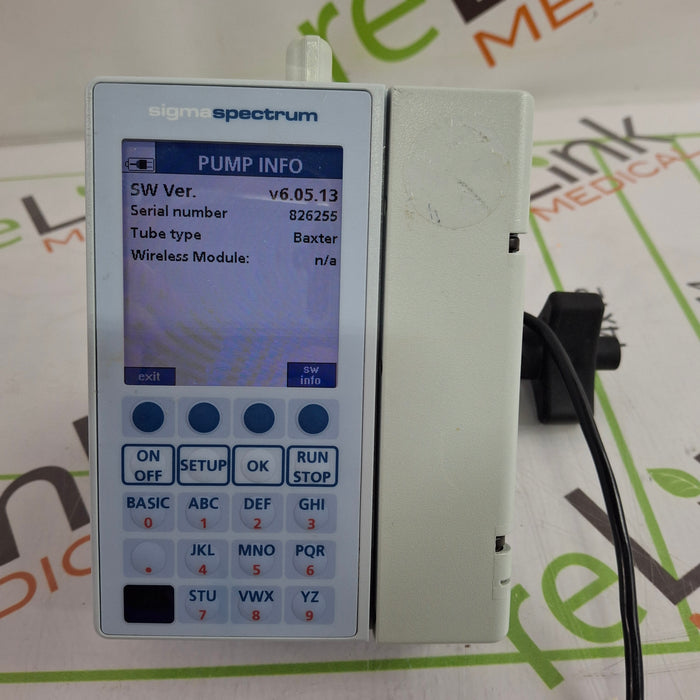 Baxter Sigma Spectrum 6.05.13 with B/G Battery Infusion Pump