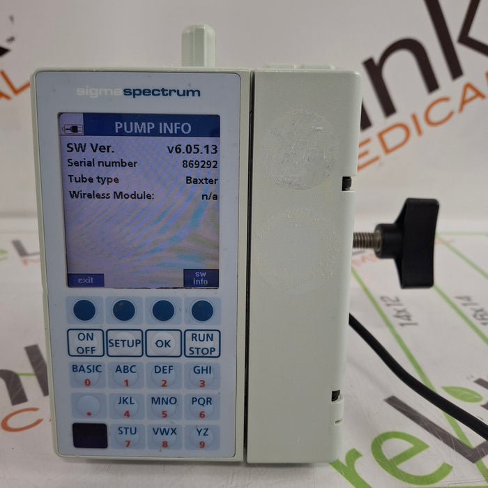 Baxter Sigma Spectrum 6.05.13 with B/G Battery Infusion Pump