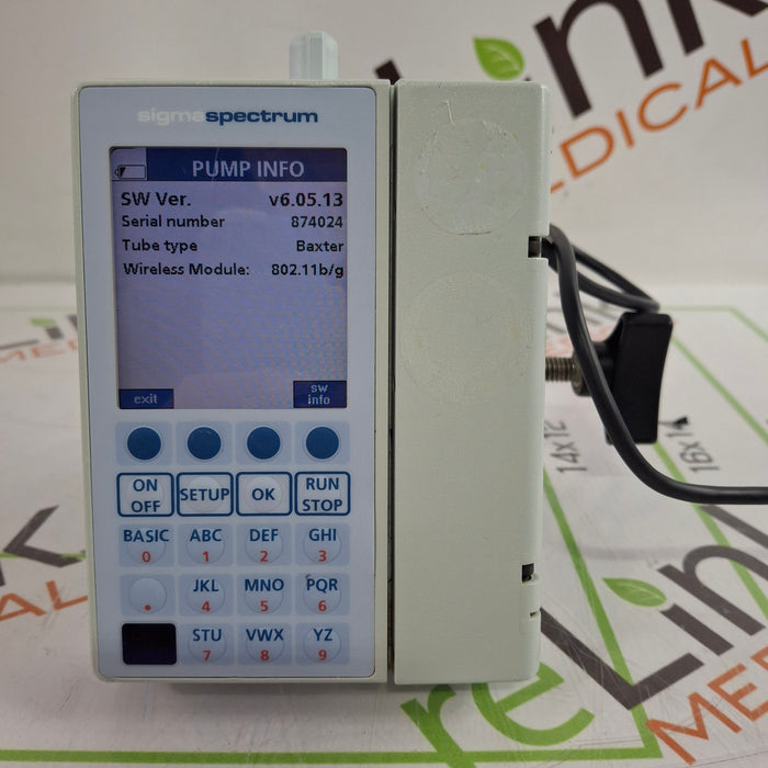 Baxter Sigma Spectrum 6.05.13 with B/G Battery Infusion Pump