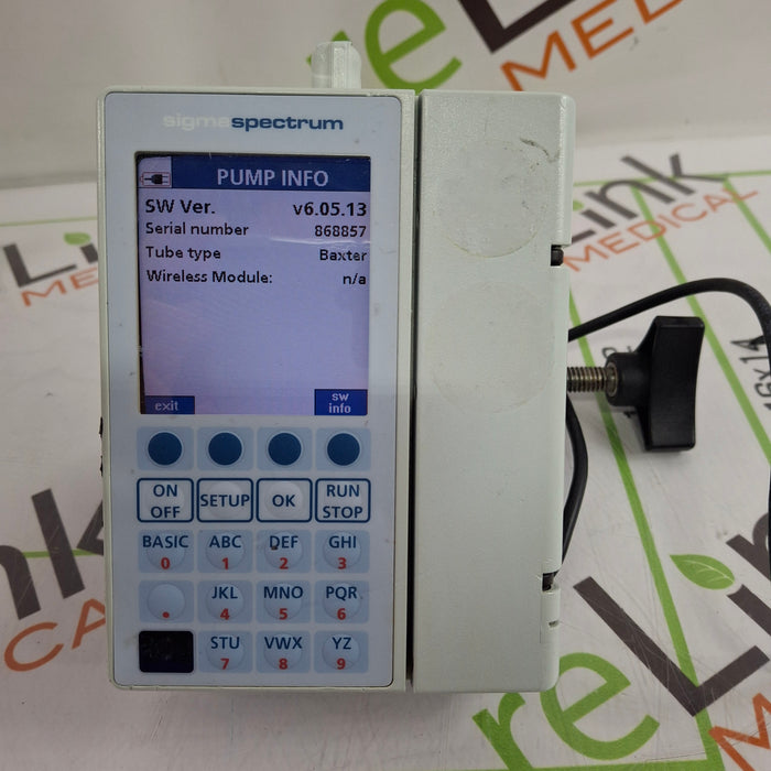 Baxter Sigma Spectrum 6.05.13 with B/G Battery Infusion Pump