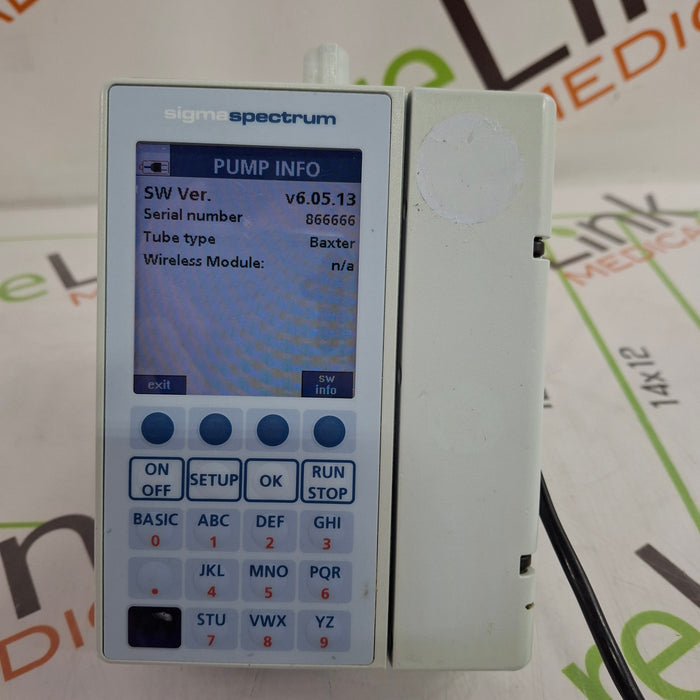 Baxter Sigma Spectrum 6.05.13 with B/G Battery Infusion Pump