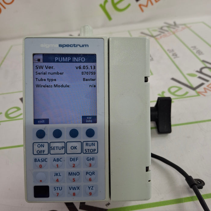 Baxter Sigma Spectrum 6.05.13 with B/G Battery Infusion Pump