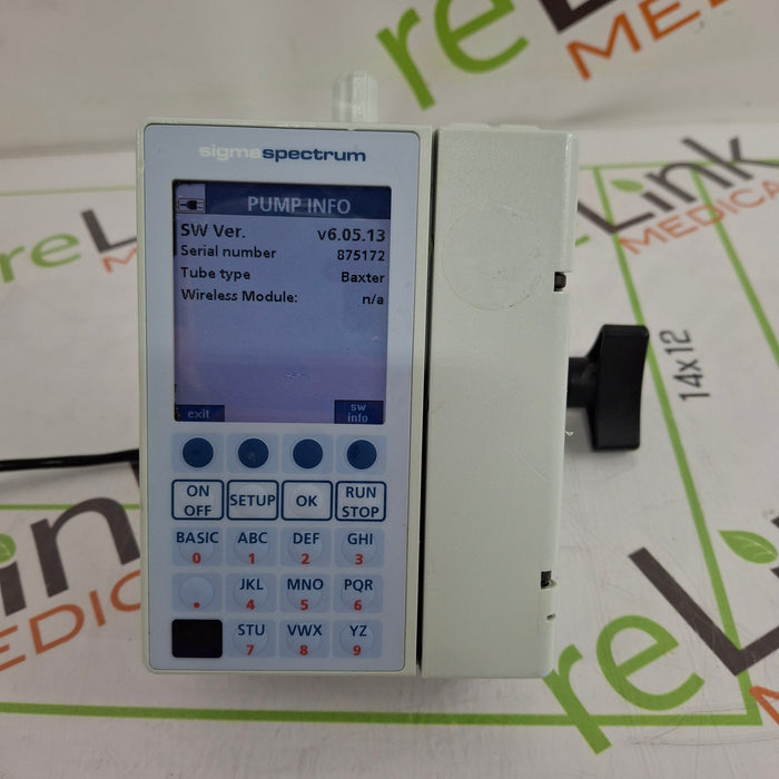 Baxter Sigma Spectrum 6.05.13 with B/G Battery Infusion Pump
