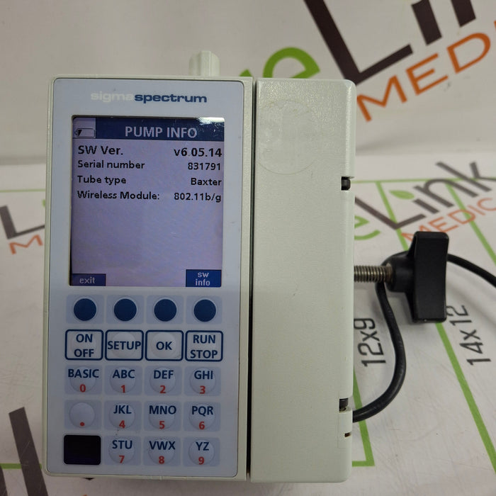 Baxter Sigma Spectrum 6.05.14 with B/G Battery Infusion Pump