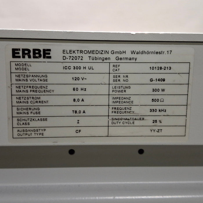 Erbe ICC 300 Electrosurgical Unit