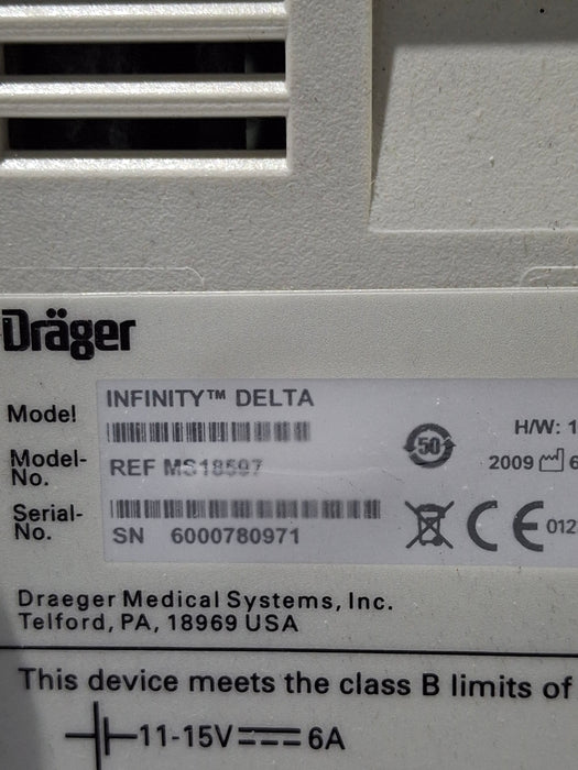 Draeger Medical Infinity Delta Patient Monitor