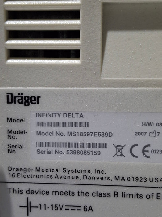 Draeger Medical Infinity Delta Patient Monitor