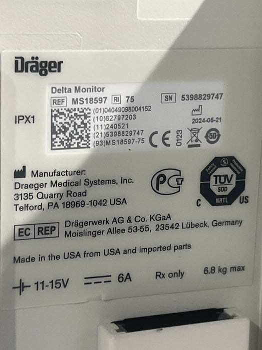 Draeger Medical Infinity Delta Patient Monitor