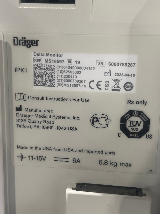 Draeger Medical Infinity Delta Patient Monitor