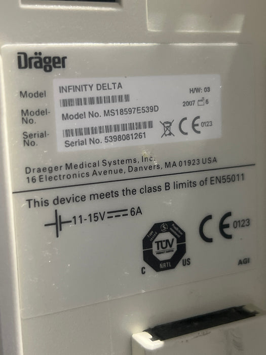 Draeger Medical Infinity Delta Patient Monitor