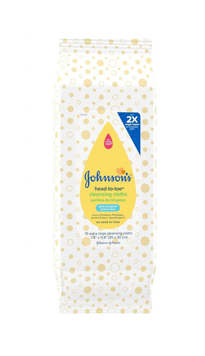 Kenvue 117186 Head-to-Toe Cleansing Cloths Extra-Large 15ct