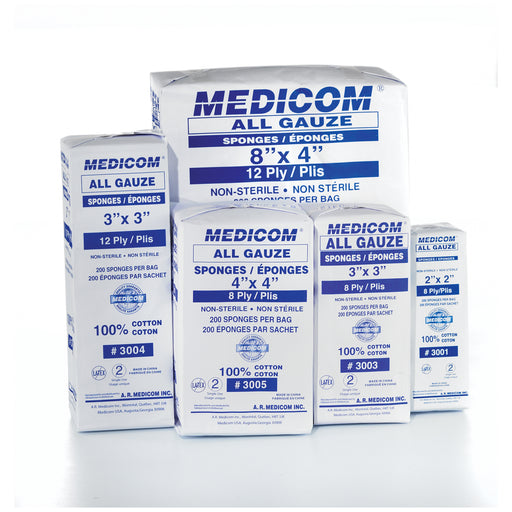 Medicom, Inc. Medicom Inc. 3006 Sponge 4" x 4" 12-Ply 200/sleeve 10 Supplies reLink Medical
