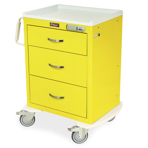 Harloff Harloff MDS2424E03 - M-Series Short Isolation Cart, Medium Width, Three Drawers, E-Lock Medical Furniture reLink Medical