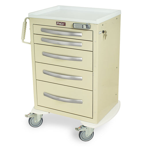 Harloff Harloff MPA2427E05 - A-Series Lightweight Aluminum Treatment Cart, Medium Height, Medium Width, Five Drawers, E-Lock Medical Furniture reLink Medical