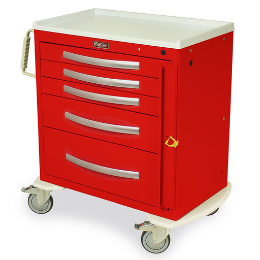 Harloff Harloff MPA3024B05 - A-Series Lightweight Five Drawer Aluminum Crash Cart, Short Height, Standard Width, Breakaway Lock Medical Furniture reLink Medical