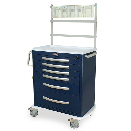 Harloff Harloff MPA3027K06+MD30-ANS - A-Series Lightweight Six Drawer Anesthesia Cart with MD30-ANS Accessories Package, Medium Height, Standard Width, Key Lock Medical Furniture reLink Medical