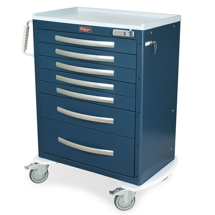 Harloff Harloff MPA3030E07 - A-Series Lightweight Anesthesia Cart, Tall Height, Standard Width, Seven Drawers, E-Lock Medical Furniture reLink Medical