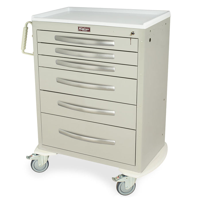 Harloff Harloff MPA3030K06 - A-Series Lightweight Medical Cart, Tall Height, Standard Width, Six Drawers, Key Lock Medical Furniture reLink Medical