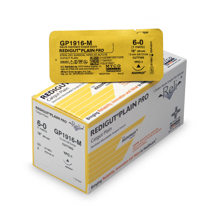Myco Medical Myco Medical GP1916-M Suture 6-0 Redigut Plain Natural 18" Supplies reLink Medical