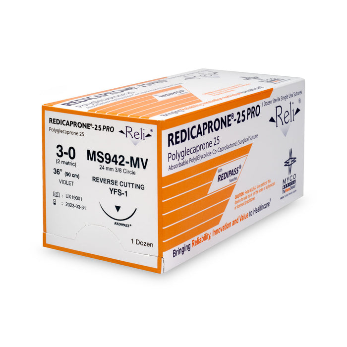 Myco Medical Myco Medical MS942-MV Suture 3-0 Redicaprone Violet Monofilament Supplies reLink Medical