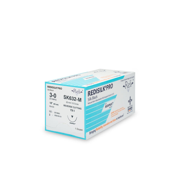 Myco Medical Myco Medical SK632-M Suture 3-0 Redisilk Black Braided 18" Supplies reLink Medical
