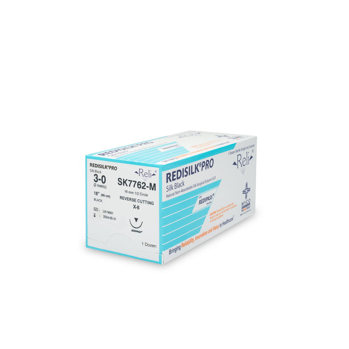 Myco Medical Myco Medical SK7762-M Suture 3-0 Redisilk Black Braided 18" Supplies reLink Medical