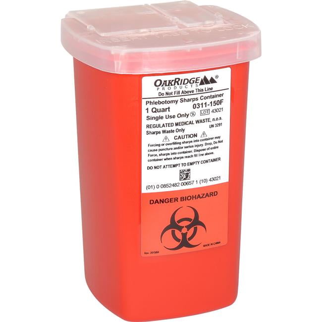 Oak Ridge Products Oak Ridge Products 0311-150F Sharps Container 1 Quart Red Base/ Supplies reLink Medical