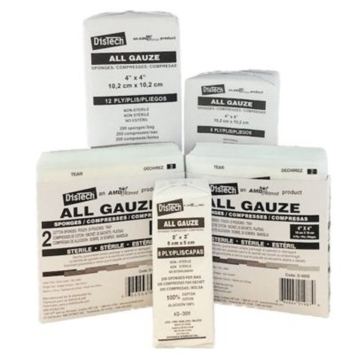 AMD-Medicom D-4800 Gauze Sponge 4" x 4" 8-Ply Sterile 2s 50/bx