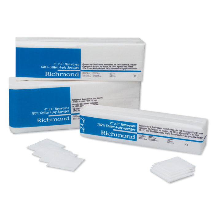 Richmond Dental Richmond Dental 300632 Non-Woven Cotton Sponge 3" x 3" 4-Ply Supplies reLink Medical