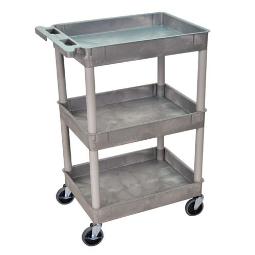 Luxor Luxor STC111-G Tub Cart Three Shelves Gray 24"W x 18"D x 36.5"H Supplies reLink Medical