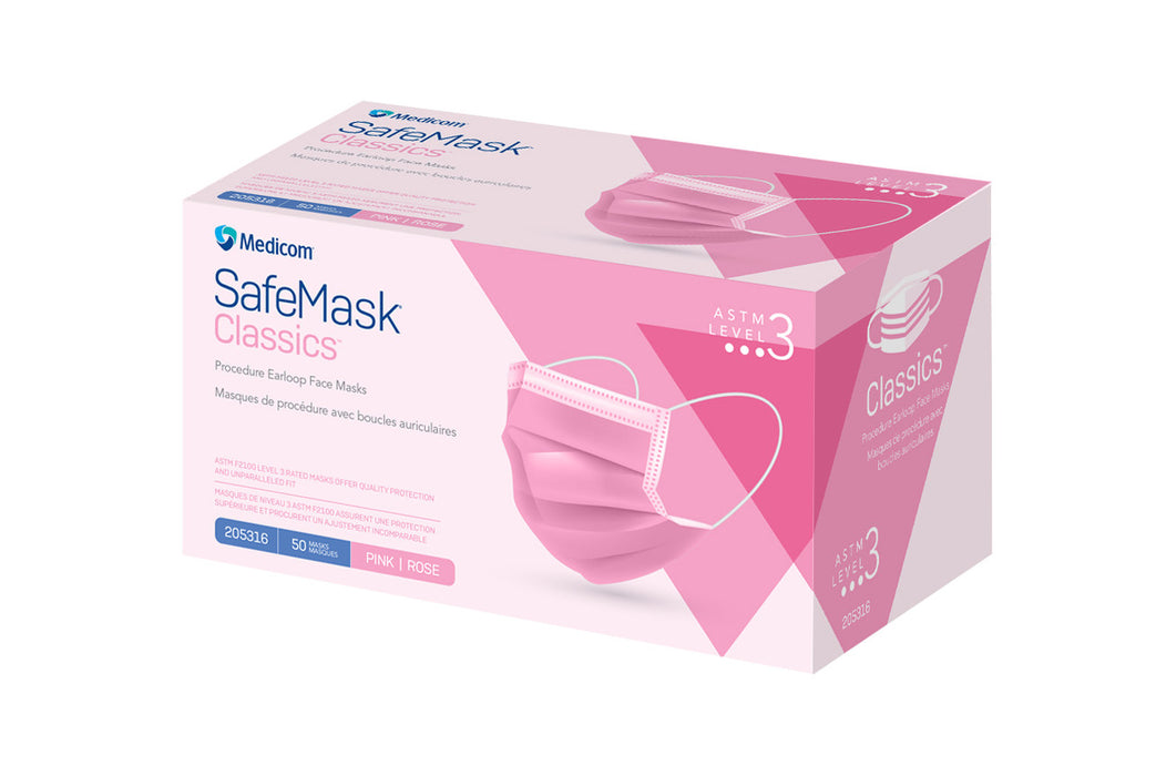 Medicom, Inc. Medicom Inc. 205916 Procedure Earloop Face Mask ASTM 3 Pink Supplies reLink Medical
