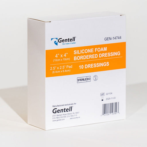 Gentell Gentell GEN-14744 Silicone Foam 4" x 4" Bordered Dressing Supplies reLink Medical