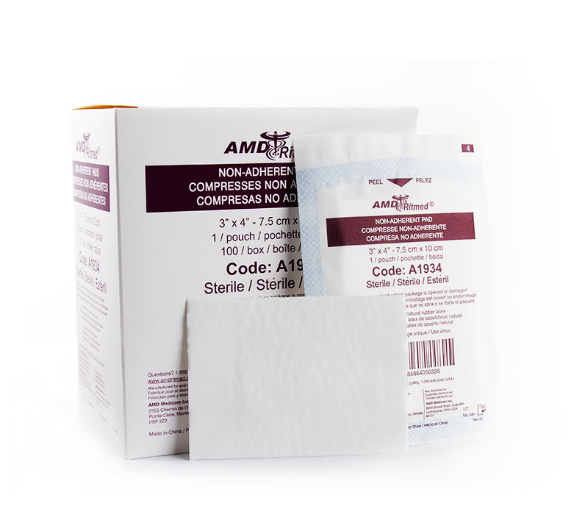 AMD-Medicom AMD-Medicom A1934 Non-Adherent Pads 4" X 3" Sterile 100/bx 12 Supplies reLink Medical