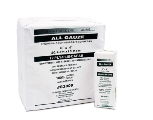 AMD-Medicom AMD-Medicom B8121 Gauze Sponge 4" x 8" 12-Ply Sterile 10s Supplies reLink Medical