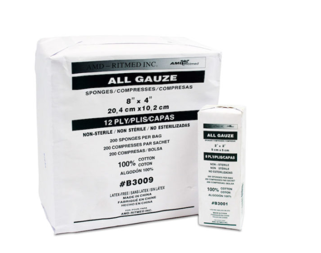 AMD-Medicom AMD-Medicom B8121 Gauze Sponge 4" x 8" 12-Ply Sterile 10s Supplies reLink Medical
