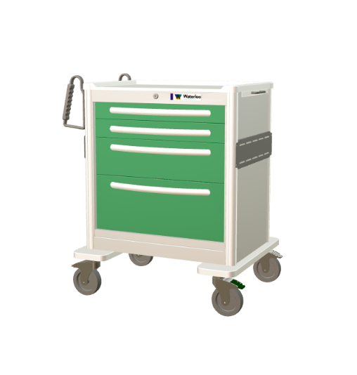 Waterloo Healthcare Waterloo 4-Drawer Aluminum Bedside/Slim Med Jr Cart Medical Furniture reLink Medical