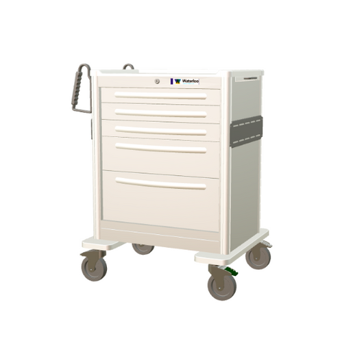 Waterloo Healthcare Waterloo 5-Drawer Aluminum Bedside/Slim Med Jr Cart Medical Furniture reLink Medical