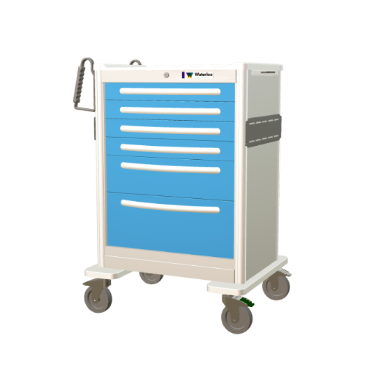 Waterloo 6-Drawer Aluminum Bedside/Slim Med Jr Cart
