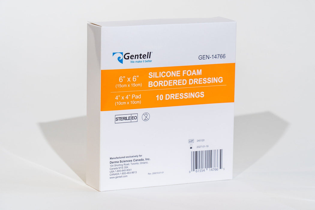 Gentell Gentell GEN-14766 Silicone Foam 6" x 6" Bordered Dressing Supplies reLink Medical