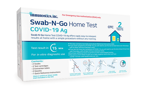 Immunostics SNGCOVID-2T Covid-19 Antigen Swab-N-Go at Home Test Kit