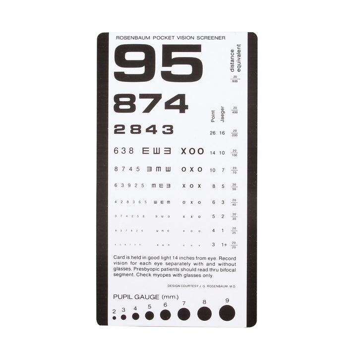 Dukal Corporation Dukal Corporation 3053 Pocket Eye Chart Use at 14" Provides 20/800 Supplies reLink Medical