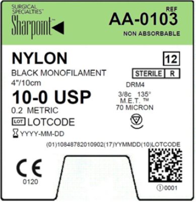 Surgical Specialties Corporation Surgical Specialties Corporation AA-0103 10/0 Nylon Suture Black Supplies reLink Medical