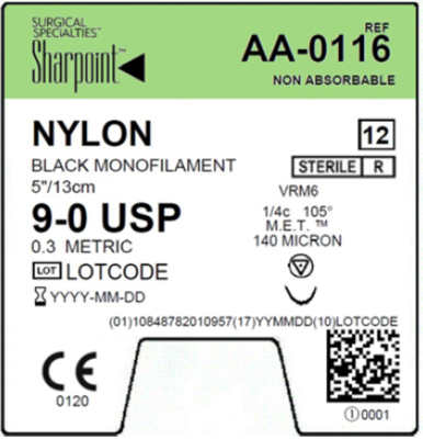 Surgical Specialties Corporation Surgical Specialties Corporation AA-0116 9/0 Nylon Suture Black Supplies reLink Medical