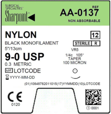 Surgical Specialties Corporation Surgical Specialties Corporation AA-0137 9/0 Nylon Suture Black Supplies reLink Medical