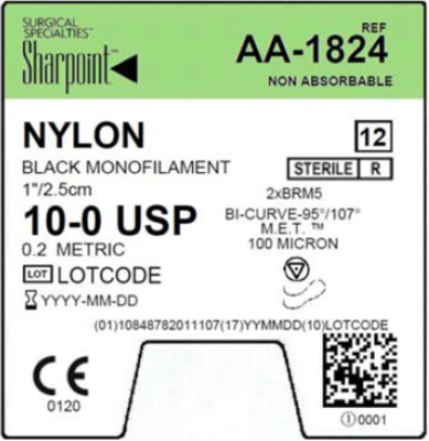 Surgical Specialties Corporation Surgical Specialties Corporation AA-1824 10/0 Nylon Suture Black Supplies reLink Medical